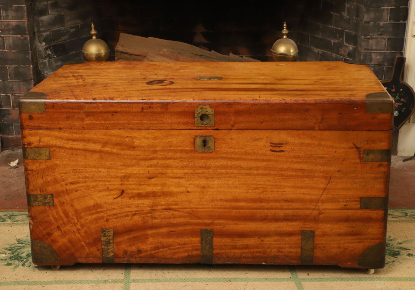 LARGE BRASS BOUND CAMPHOR WOOD CHEST (1 of 6)