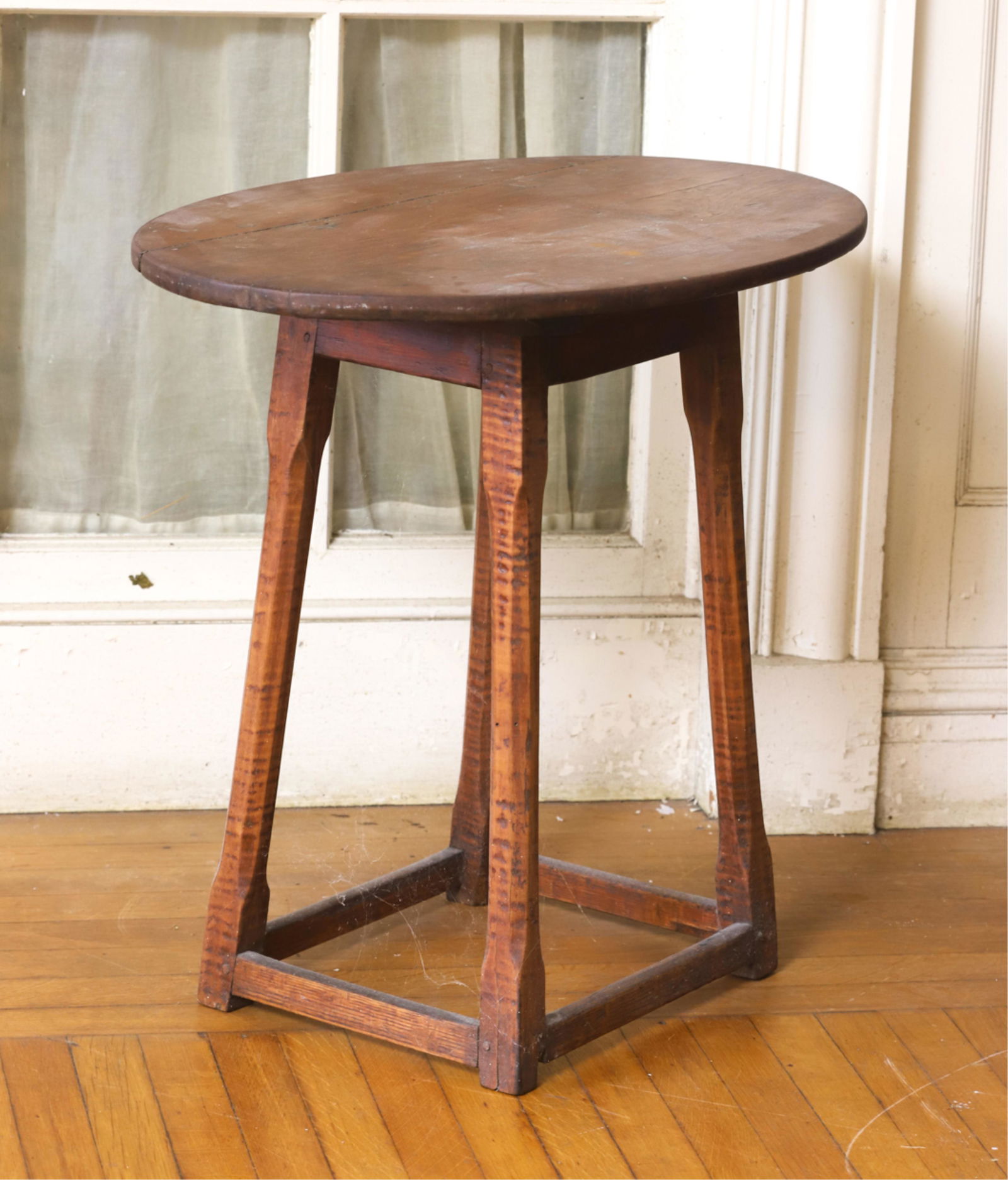 EARLY SPLAY LEGGED PINE AND MAPLE TAP TABLE (1 of 4)