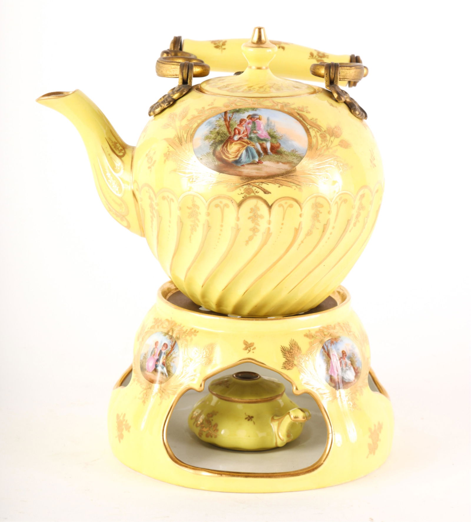 DRESDEN PORCELAIN TEAPOT ON WARMING STAND (1 of 5)