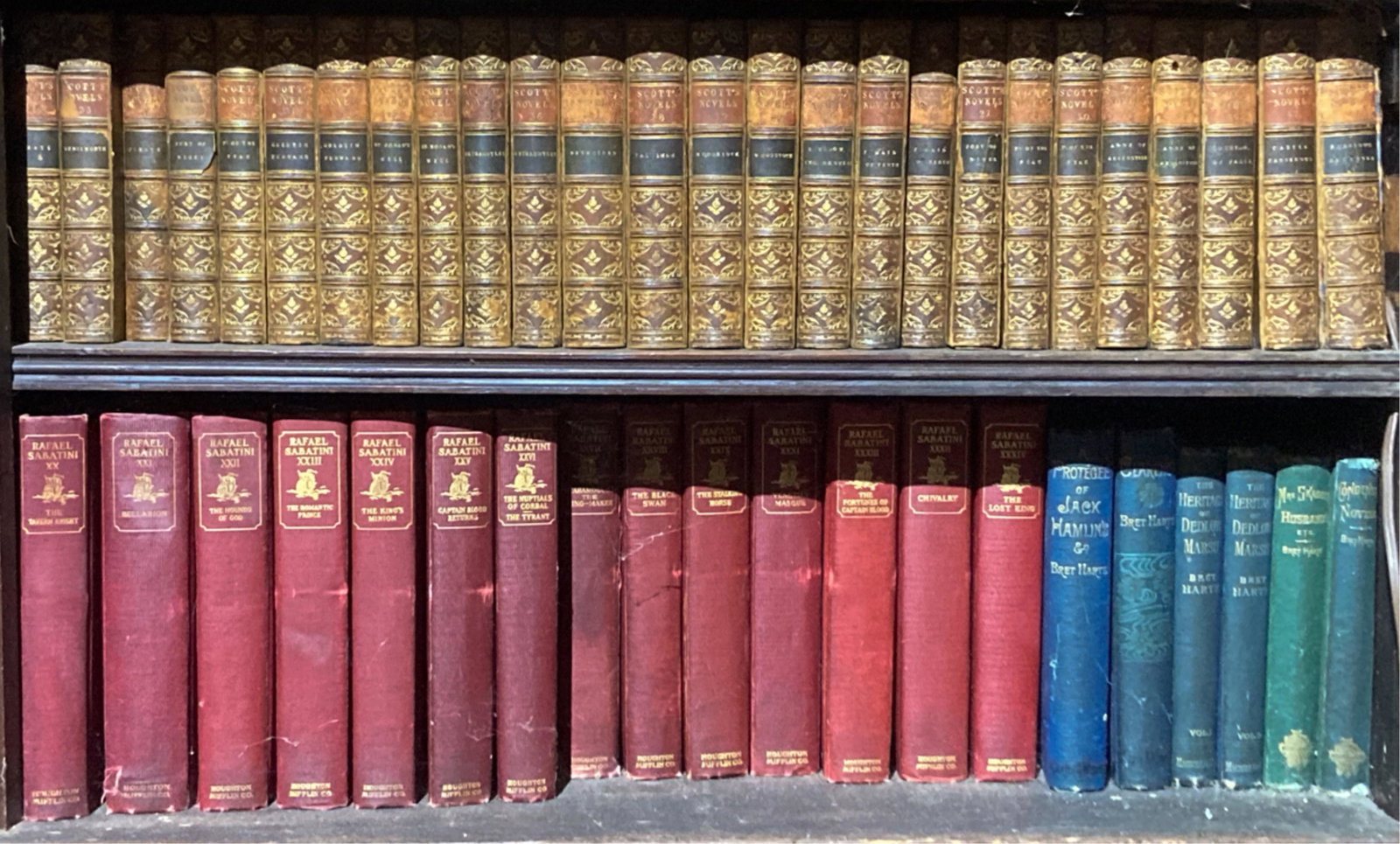 COLLECTION OF NOVELS by SIR WALTER SCOTT: Over (100) volumes including: Rafael Sabatini and The Works of Edmund Waller etc.