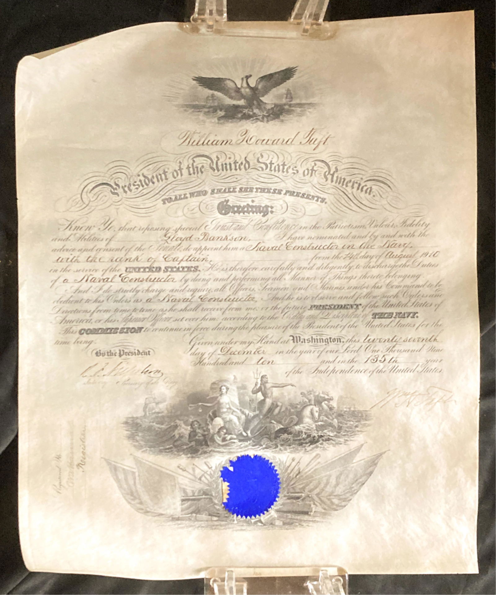 PRESIDENT WILLIAM HOWARD TAFT SIGNED DOCUMENT (1 of 8)