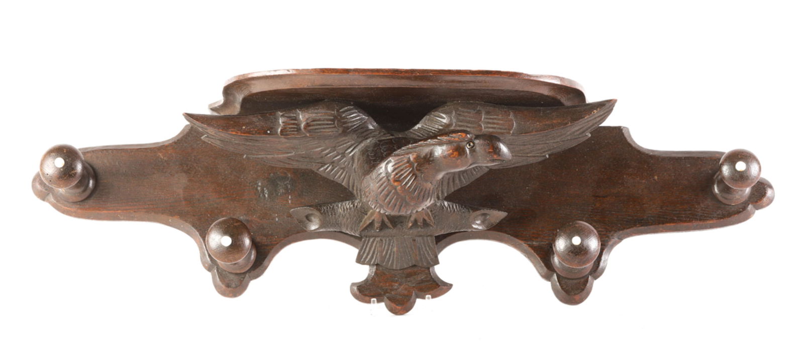 (19thc) AMERICAN EAGLE CARVED WALL-MOUNT COAT RACK (1 of 10)