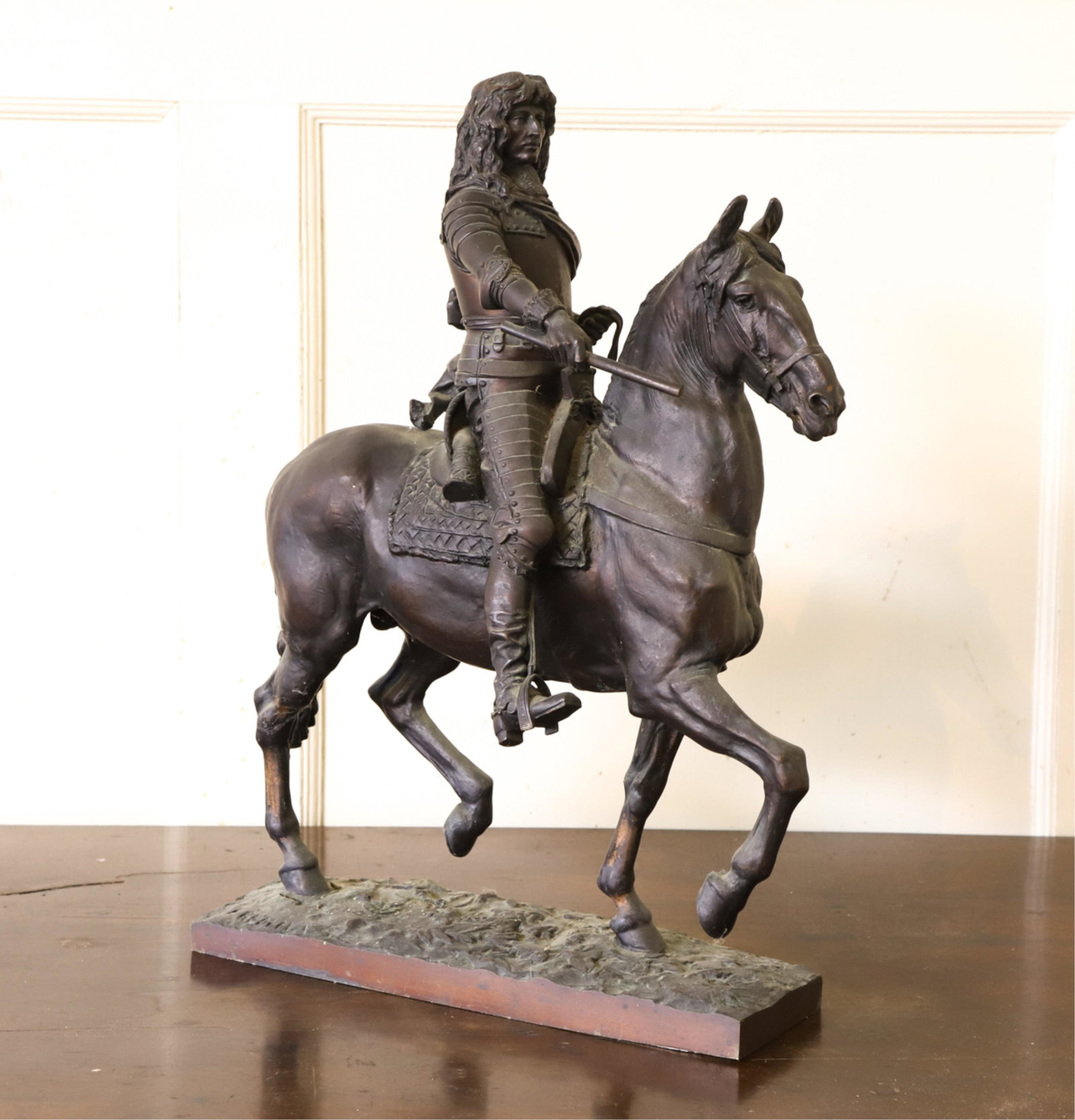 EMMANUEL FREMIET (1824-1910): Armored Equestrian bronze 20 x 16 x 7 inches