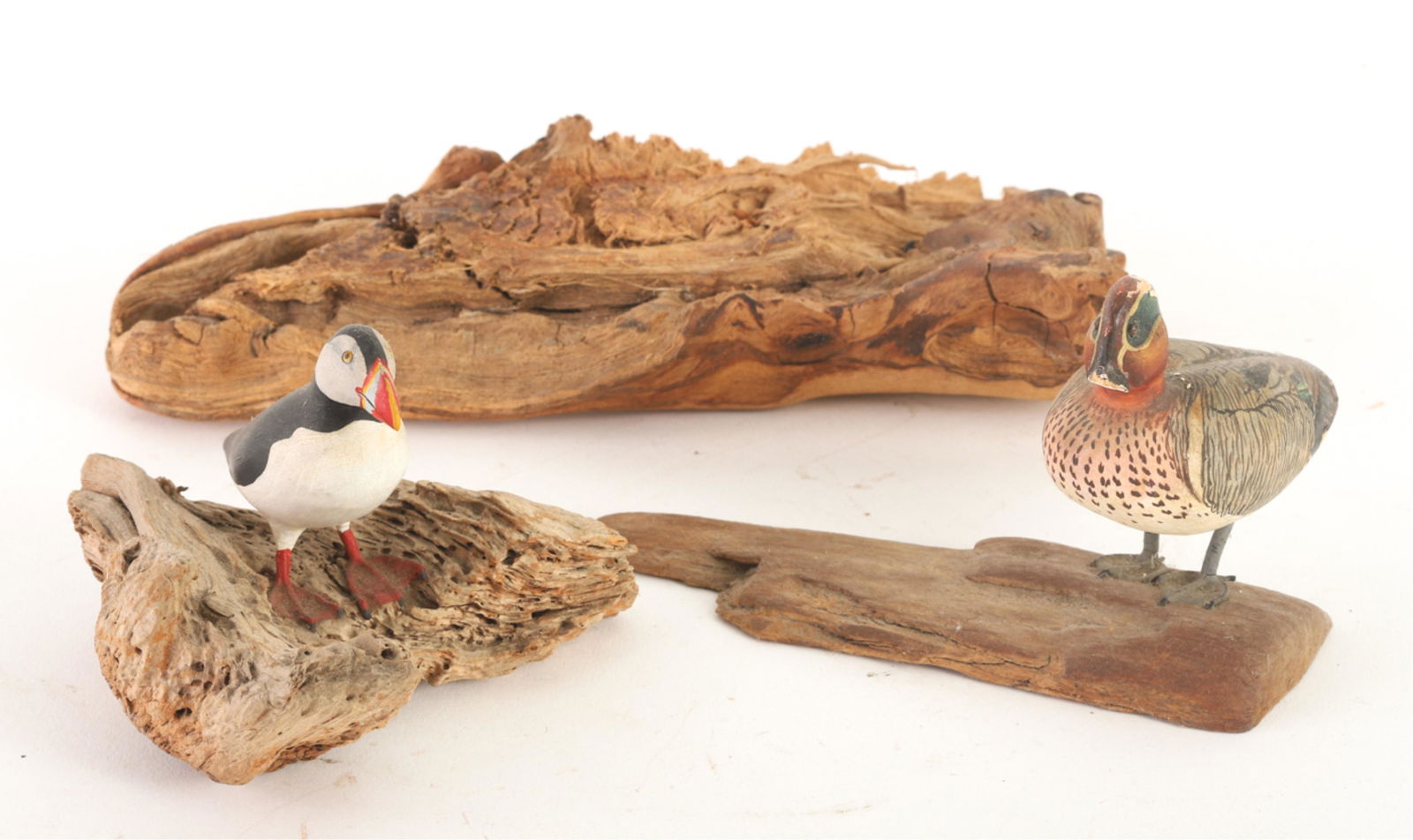 (2) CARVED & PAINTED WOODEN BIRD MINIATURES (1 of 9)