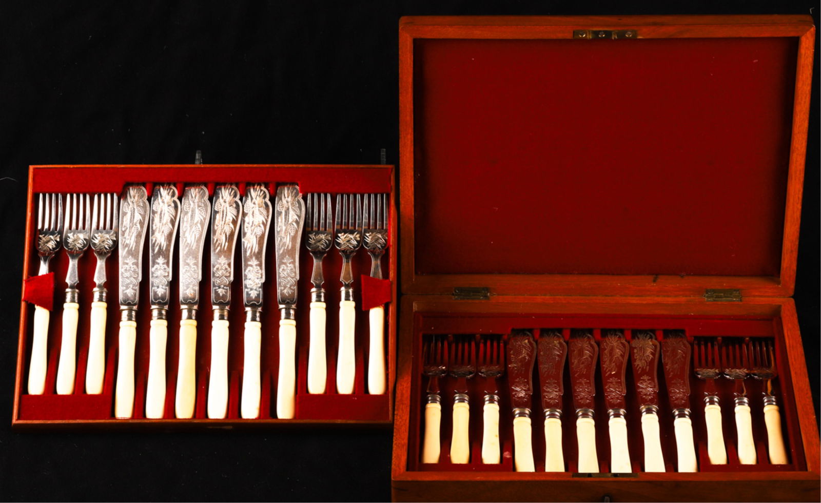 W H & S SHEFFIELD SILVER CASED PLATED FISH SET (1 of 8)