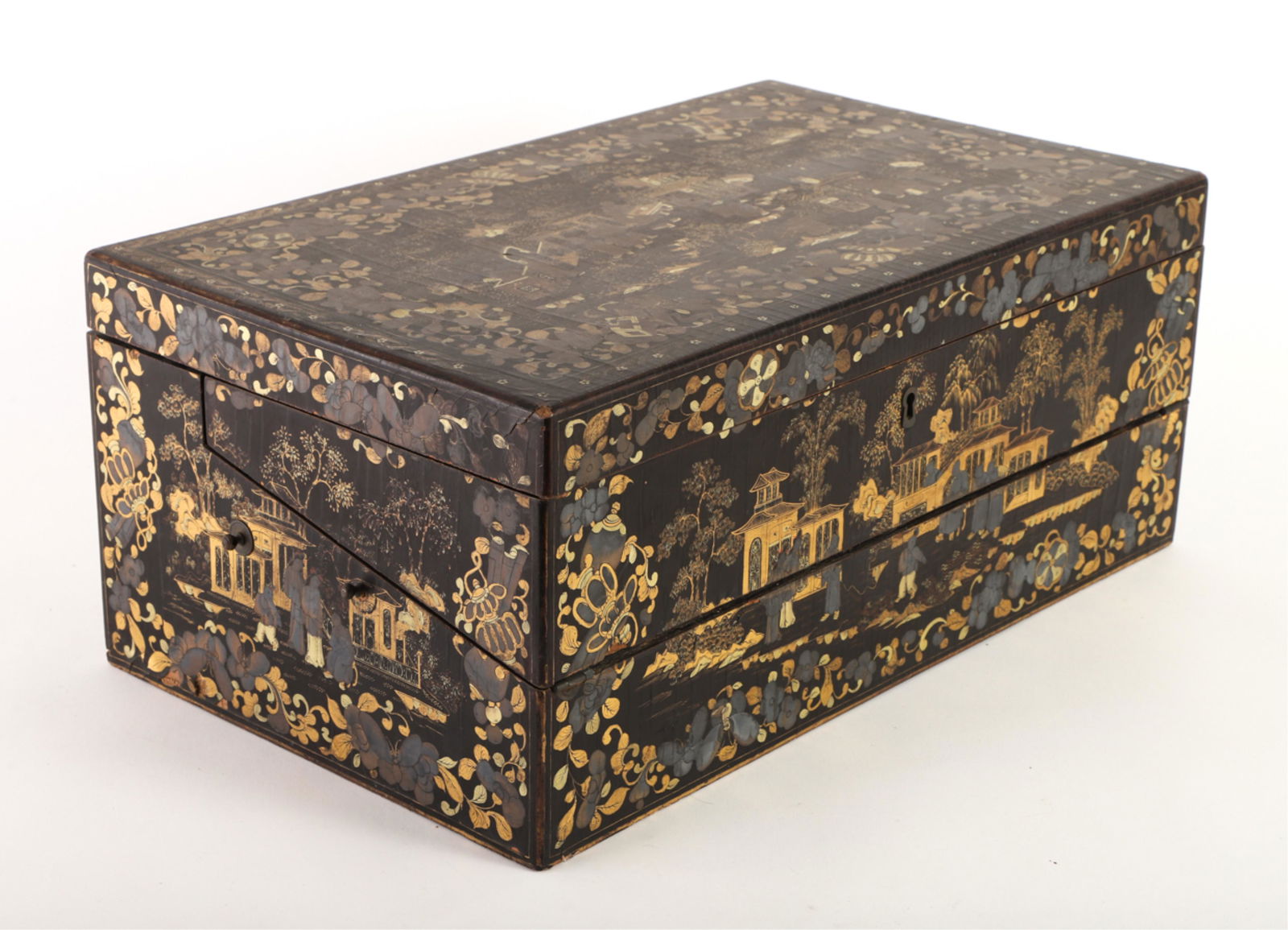 (19th c) CHINESE EXPORT LACQUER LAP DESK (1 of 6)