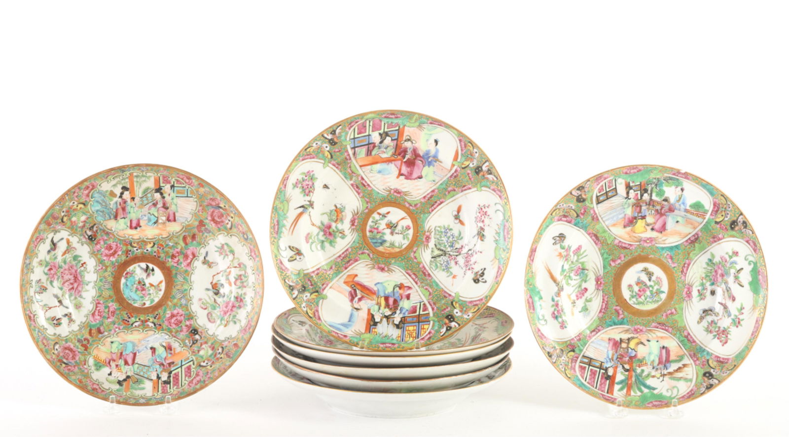 (8) ROSE MEDALLION DISHED PLATES (1 of 11)