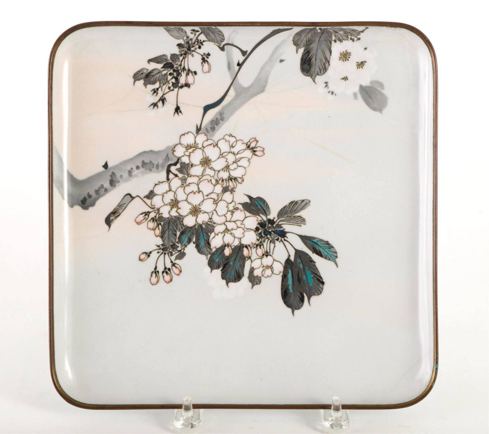 NAMIKAWA SOSUKE attr MUSEN & CLOISONNE BRONZE TRAY (1 of 6)