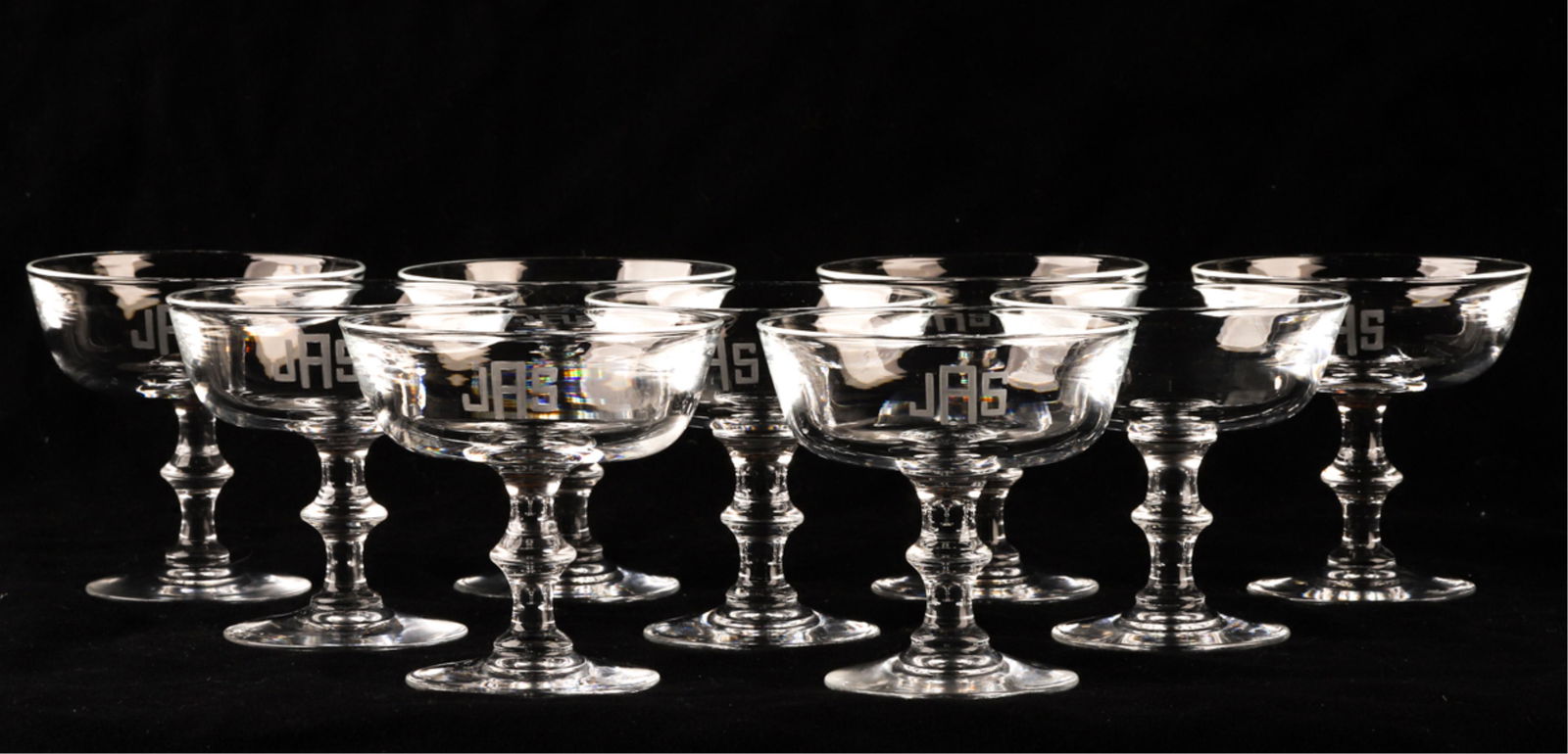 (9) STEUBEN CRYSTAL SHERBERT CUPS: 4 inches