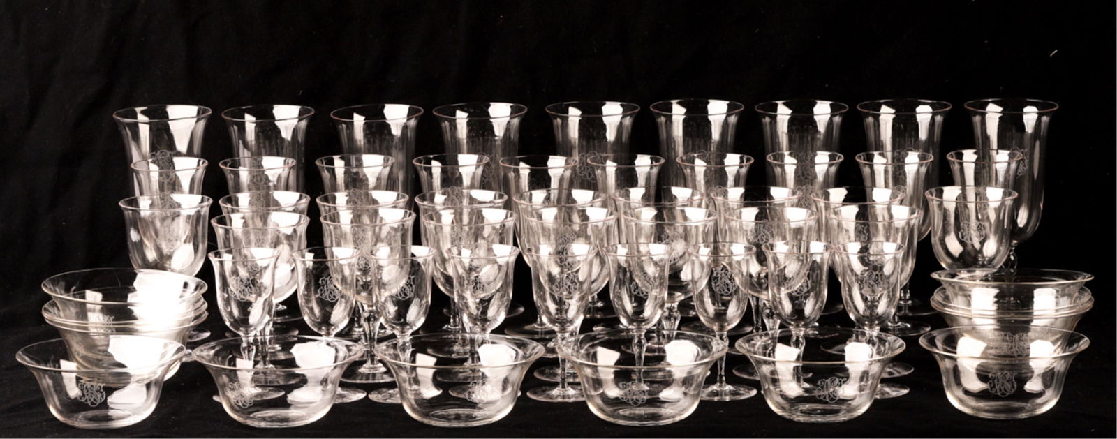 WEBB CRYSTAL STEMWARE SET and BOWLS (1 of 13)