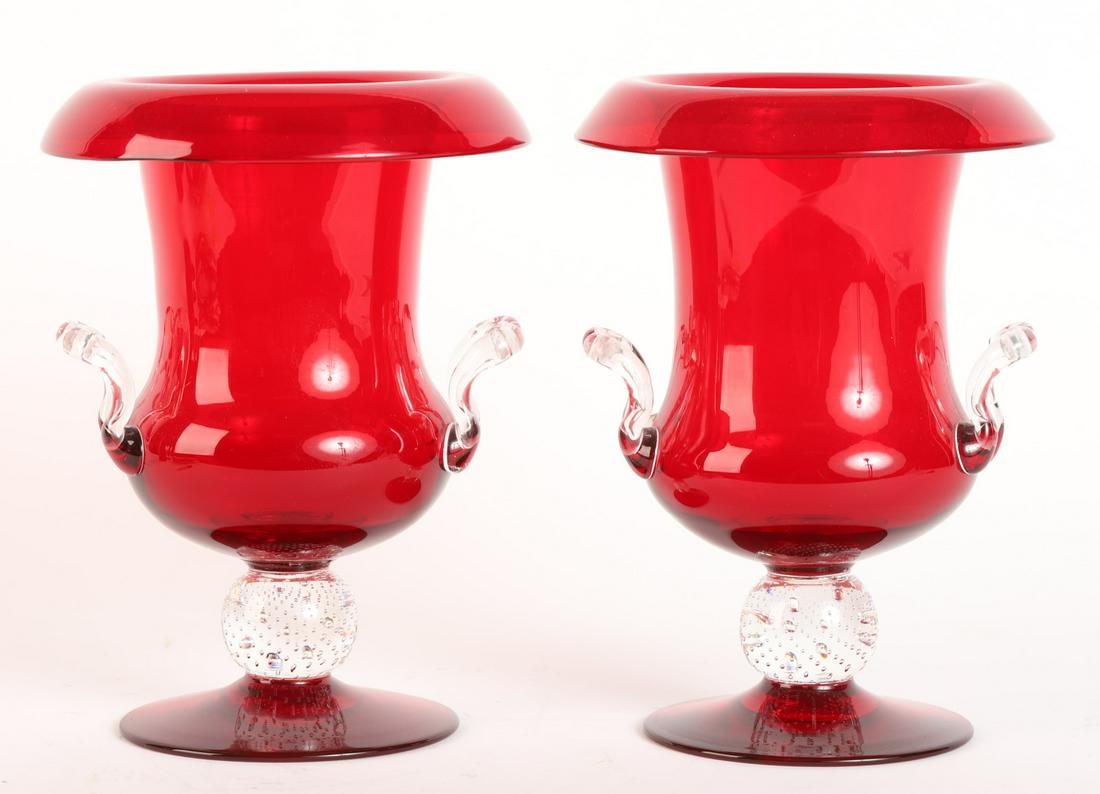 PAIR OF PAIRPOINT GLASS URNS (1 of 6)