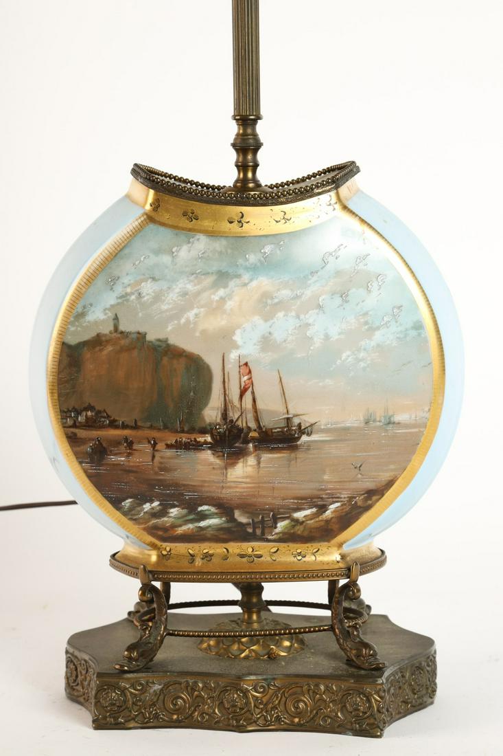 PORCELAIN TABLE LAMP with PAINTING of STAITHES (1 of 6)
