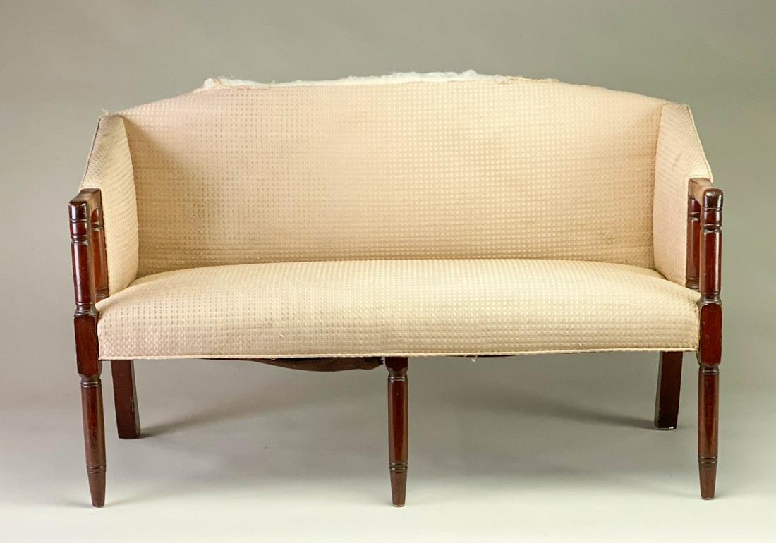 ANTIQUE SHERATON MAHOGANY CHILD’S SETTEE (1 of 6)