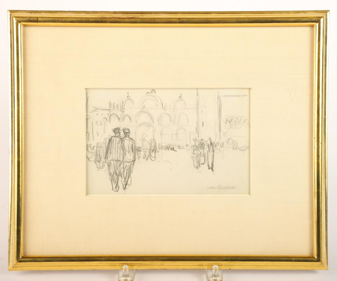JANE PETERSON (1876-1965): San Marco, Venice pencil on paper. 5 x 7 1/2 inches. framed 12 x 15 inches (overall). Presented in a custom Guido frame. Condition: Good