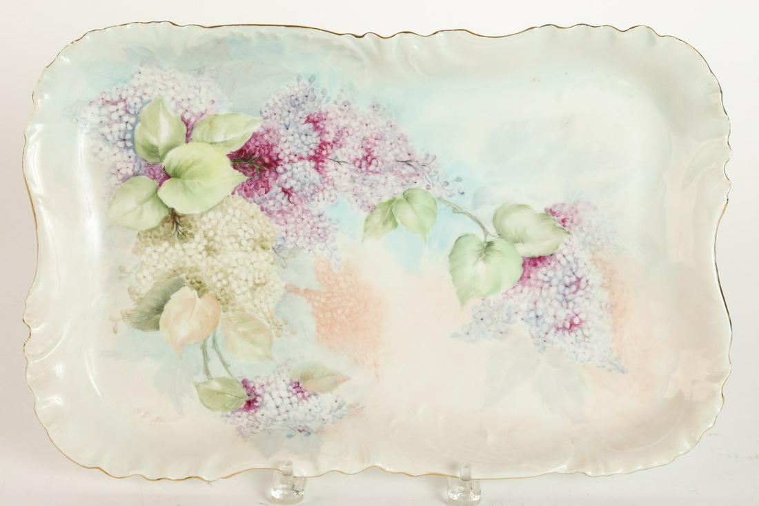 HAVILAND LIMOGES PORCELAIN TRAY PAINTED with LILAC (1 of 6)