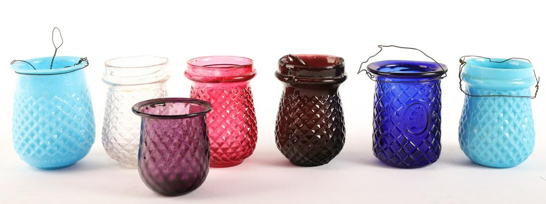 (7)  ANTIQUE GLASS TREE CANDLE HOLDERS (1 of 8)