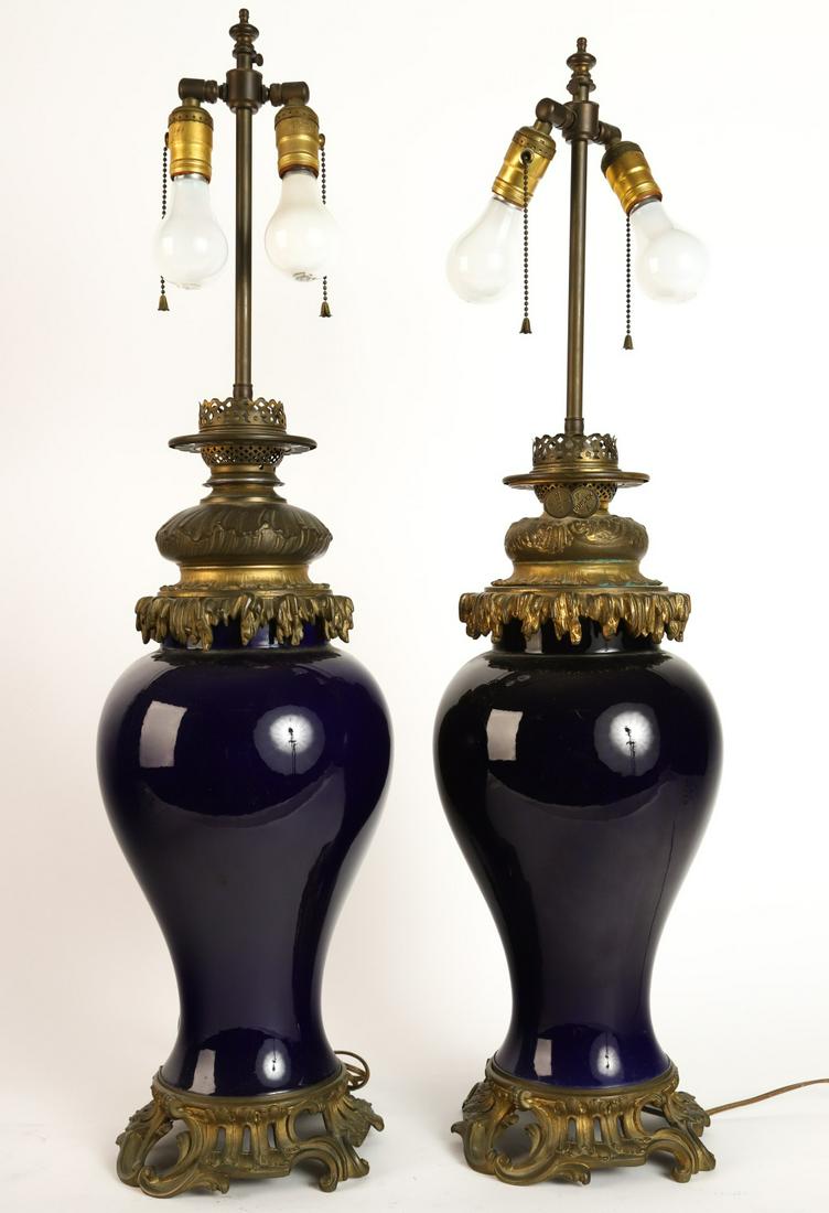 PAIR OF PORCELAIN TABLE LAMPS with BRONZE MOUNTS (1 of 6)
