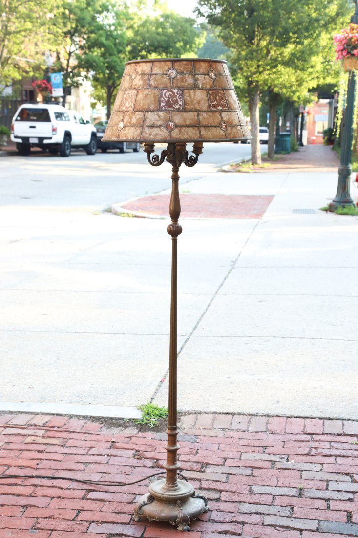 (3) LIGHT FLOOR LAMP with MICA ZODIAC SHADE (1 of 9)