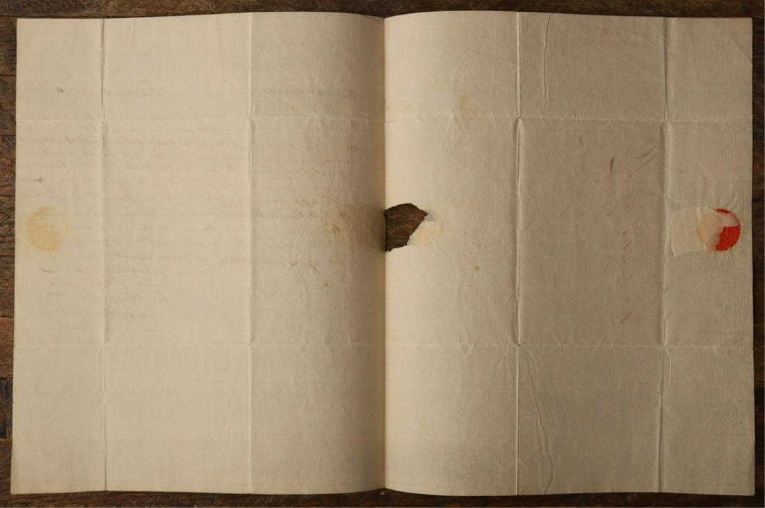 USS CONSTITUTION NICHOLAS JOHNSON NAVY AGENT 1800 & PHOTO: Boston, August 12th, 1800 expecting the arrival of Ship Constitution which was sent for upkeep and maintenance. To: Nicholas Johnson, Navy Agent, Newburyport from George Higginson. 9 1/2 x 8 inches. T