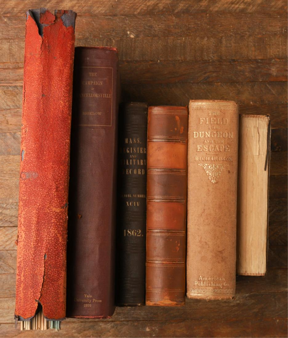 GROUPING OF CIVIL WAR BIOGRAPHIES AND TITLES: Including: 1862 Mass Register and Military Record, Secret Service. Hartford, American Publishing Co. 1865. foxing, American Scenes 1868, Sherman and His Campaigns New York, Richardson 1865, History of