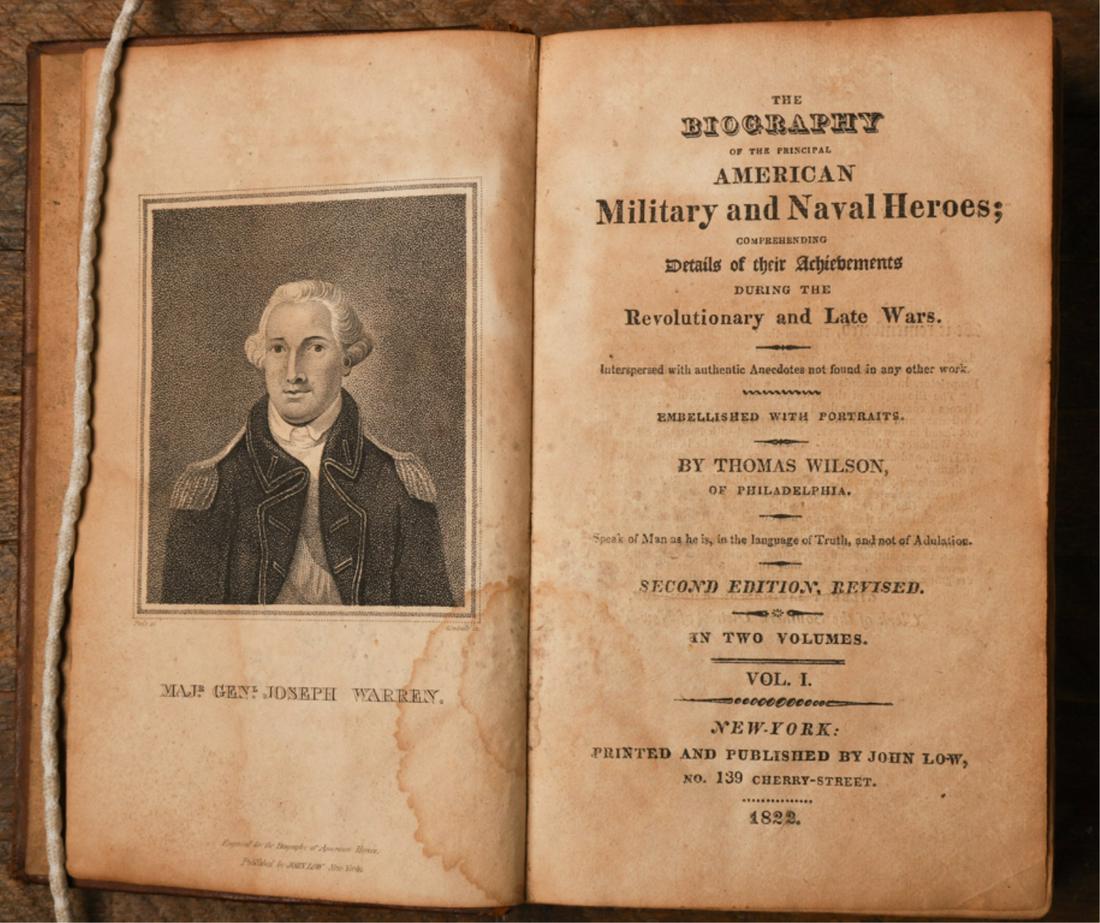 AMERICAN MILITARY & NAVAL HEROES 1822 Vol 1 2nd Ed: Thomas Wilson, John Low, 1822. hardcover leather bound. 7 x 4 1/2 inches Condition: Toning, staining