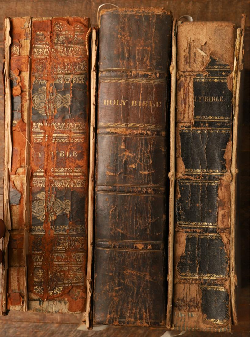 (3) HARDCOVER LEATHER-BOUND BIBLES (1 of 15)