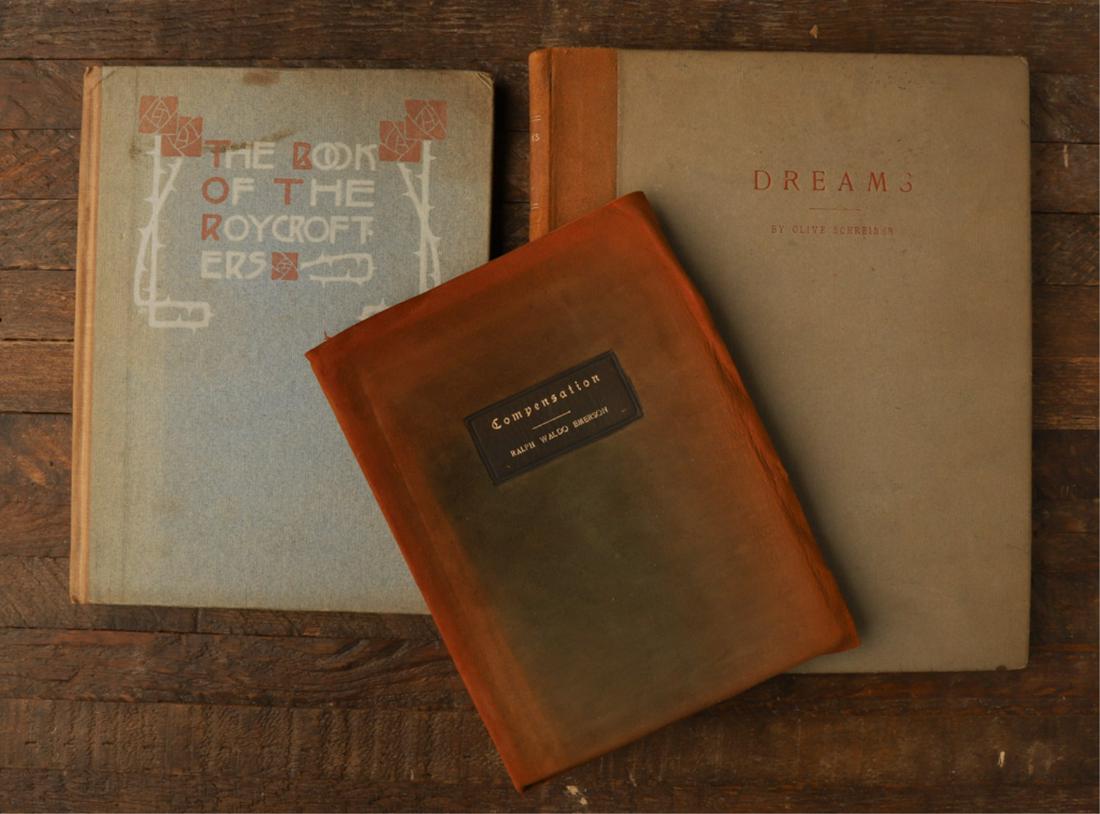 ROYCROFTERS 1901 DREAMS BY OLIVE SCHREINER: Elbert Hubbard. Together with Compensation 1904 and Consecrated Lives 1907. 10 1/2 x 8 1/2 inches (and smaller) Condition: Good