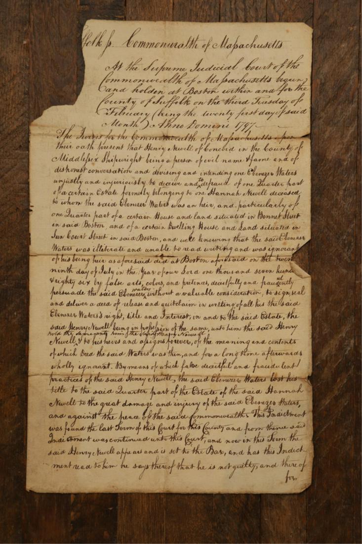 1797 MASSACHUSETTS COURT ORDER FOR TRIAL (1 of 8)