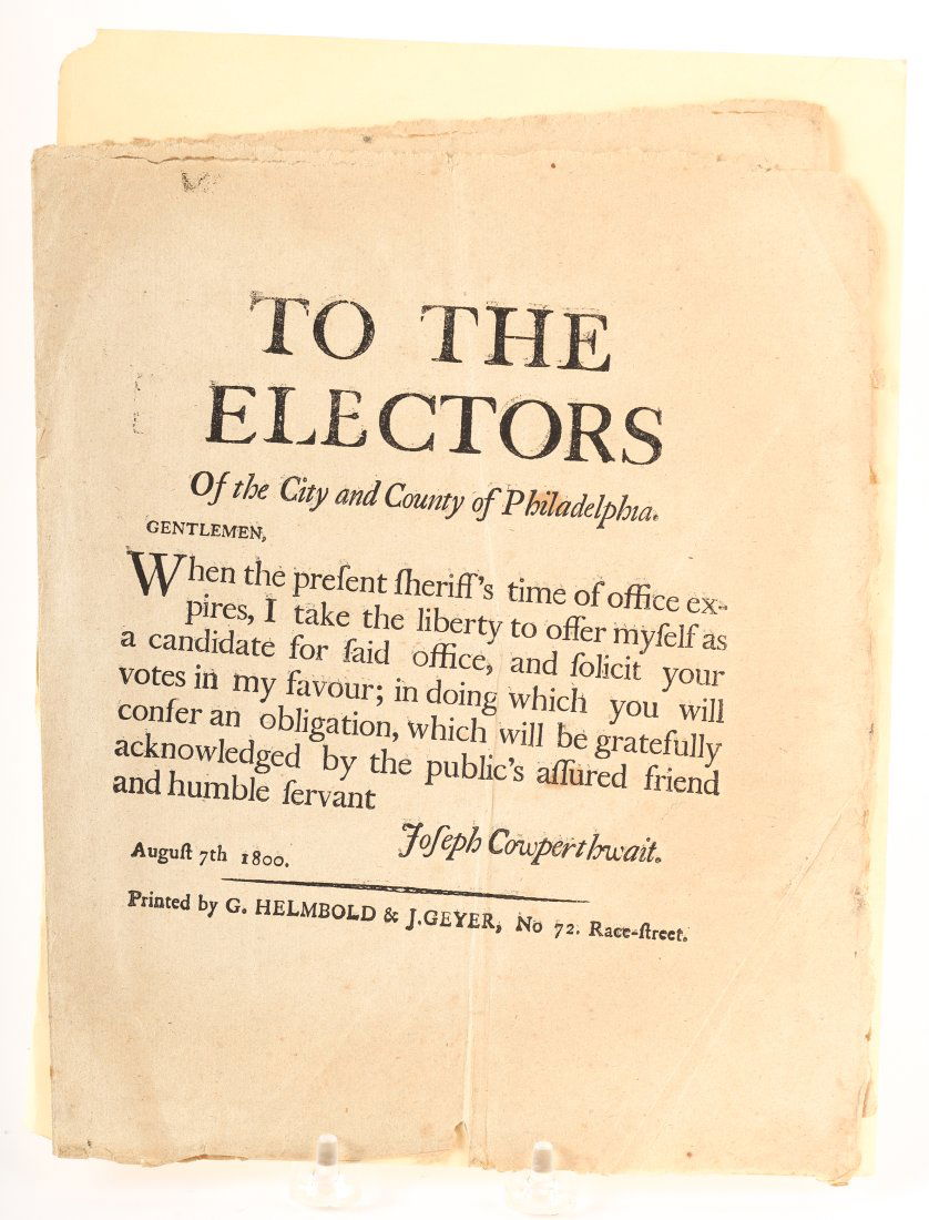 1800 BROADSIDE for PHILADELPHIA ELECTION / GERMAN (1 of 3)