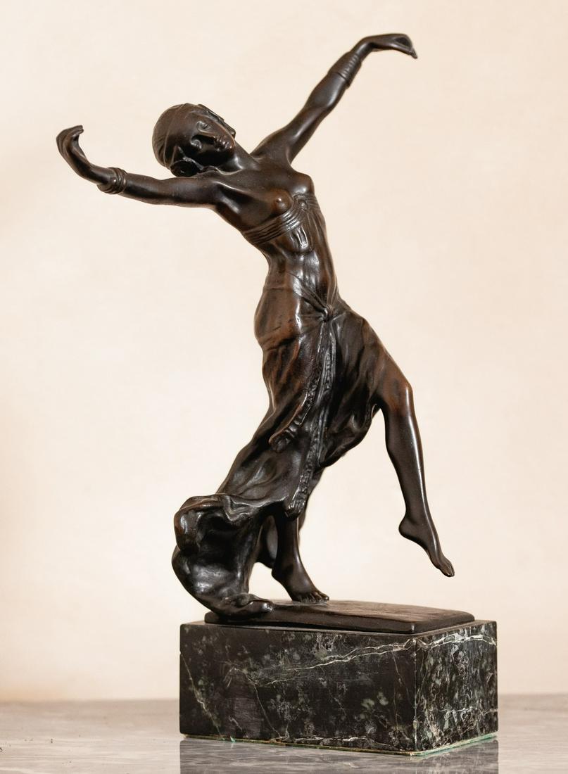 PETER TERESZCZUK (1875-1963) AUSTRIAN BRONZE: "Dancer" bronze on marble plinth. 11 1/2 inches (overall) signed. Condition: GoodTemp No 7