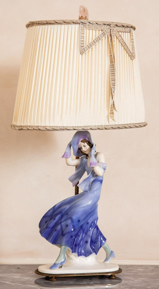 FIGURAL PORCELAIN TABLE LAMP with ORMOLU BASE (1 of 8)