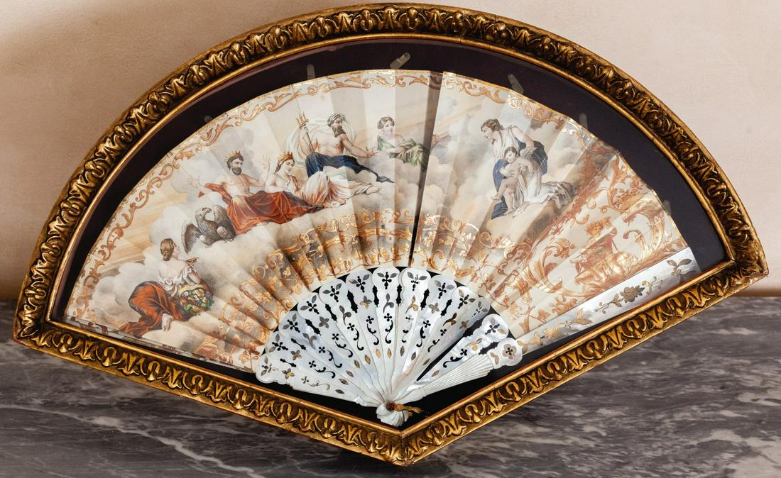 ANTIQUE FRENCH FAN with MOTHER-OF-PEARL STICKS (1 of 10)