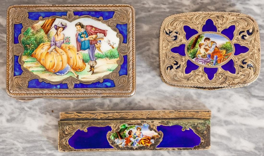 (3) ITALIAN VERMEIL SILVER ENAMEL DRESSER PIECES (1 of 14)