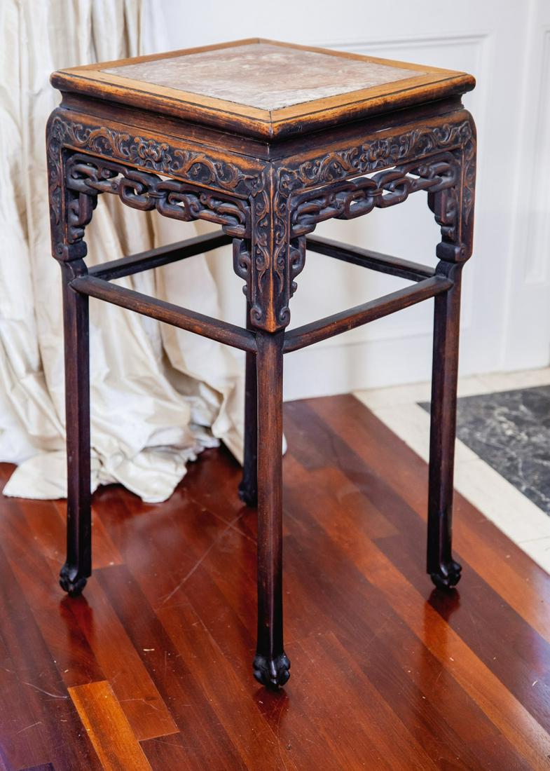 GOOD-SIZED CHINESE CARVED & PIERCED PLANT STAND (1 of 6)