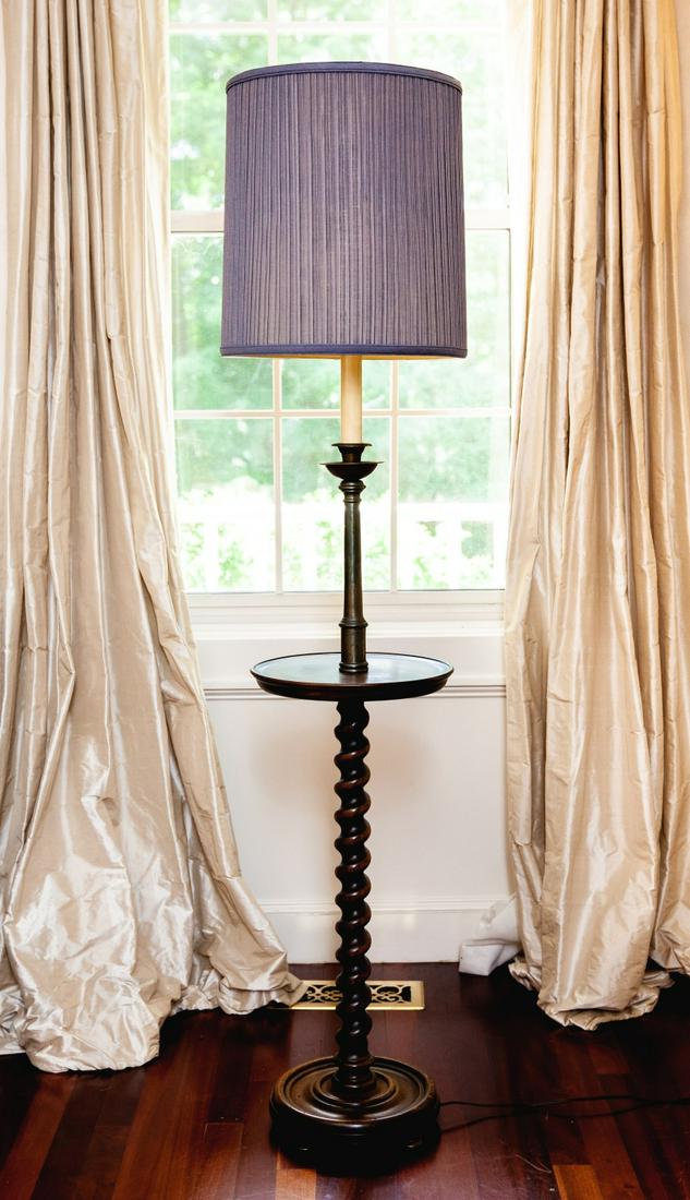 BARLEY TURNED FLOOR LAMP with SHELF (1 of 7)