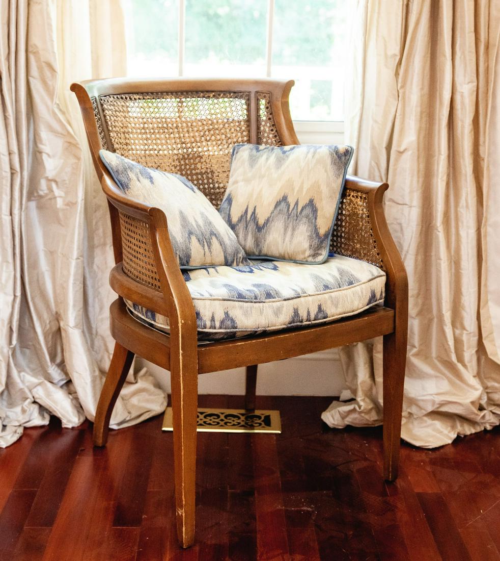 CANE-BACK ARMCHAIR with FLAME STITCH UPHOLSTERY (1 of 7)