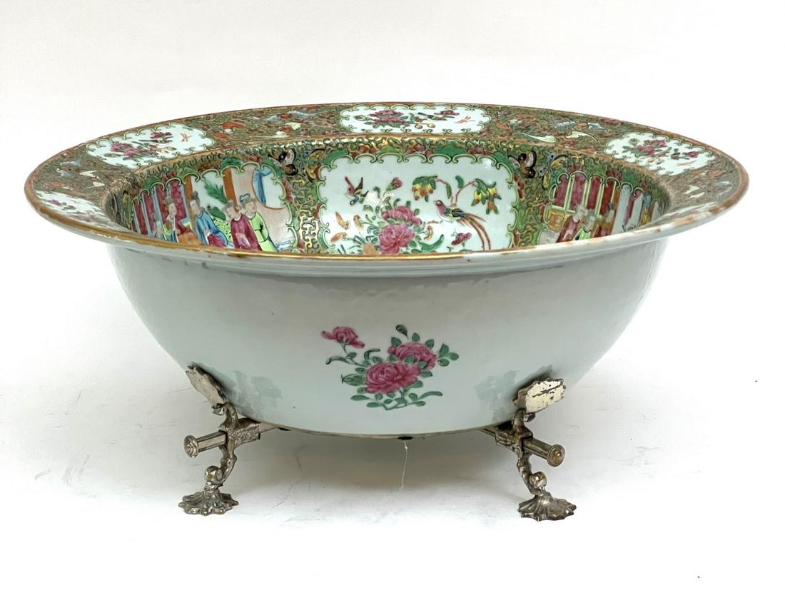 (19th c) CHINESE ROSE FAMILLE BROAD RIM BASIN: 5 x 16 inches Condition: GoodTemp No 100