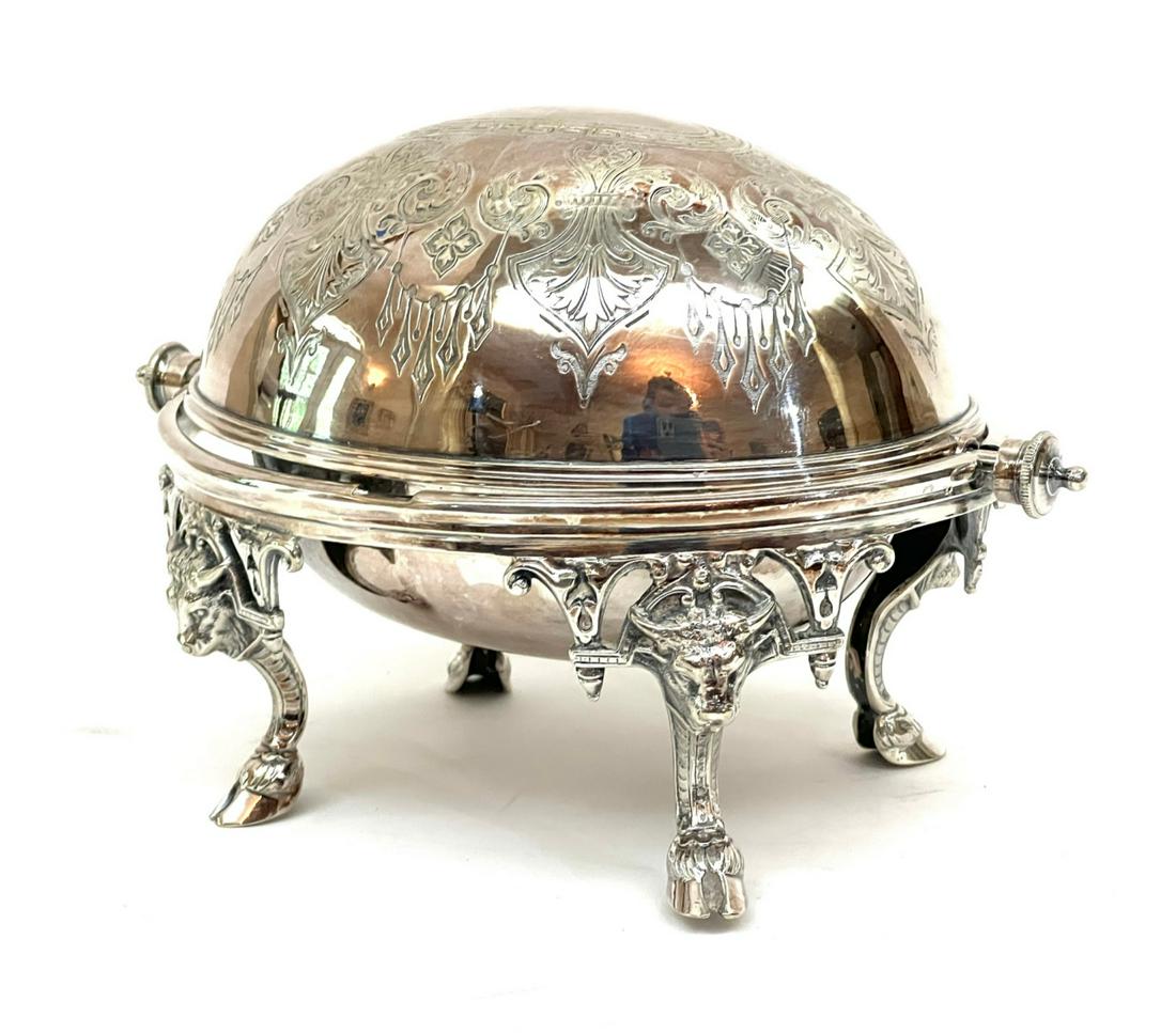 REVOLVING SILVER BUTTER DISH with ICE WELL (1 of 6)
