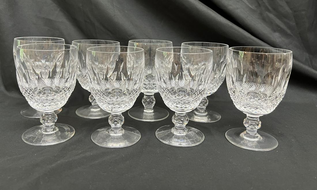 (8) WATERFORD CRYSTAL WATERS with FACETED STEMS (1 of 6)