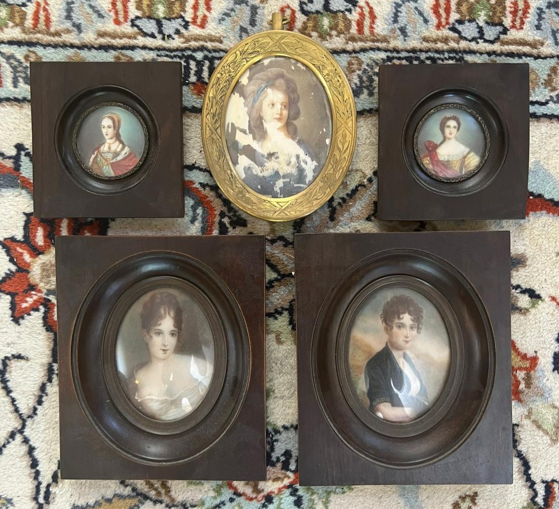 (5) (19th / 20th c) FRENCH PORTRAIT MINIATURES (1 of 4)
