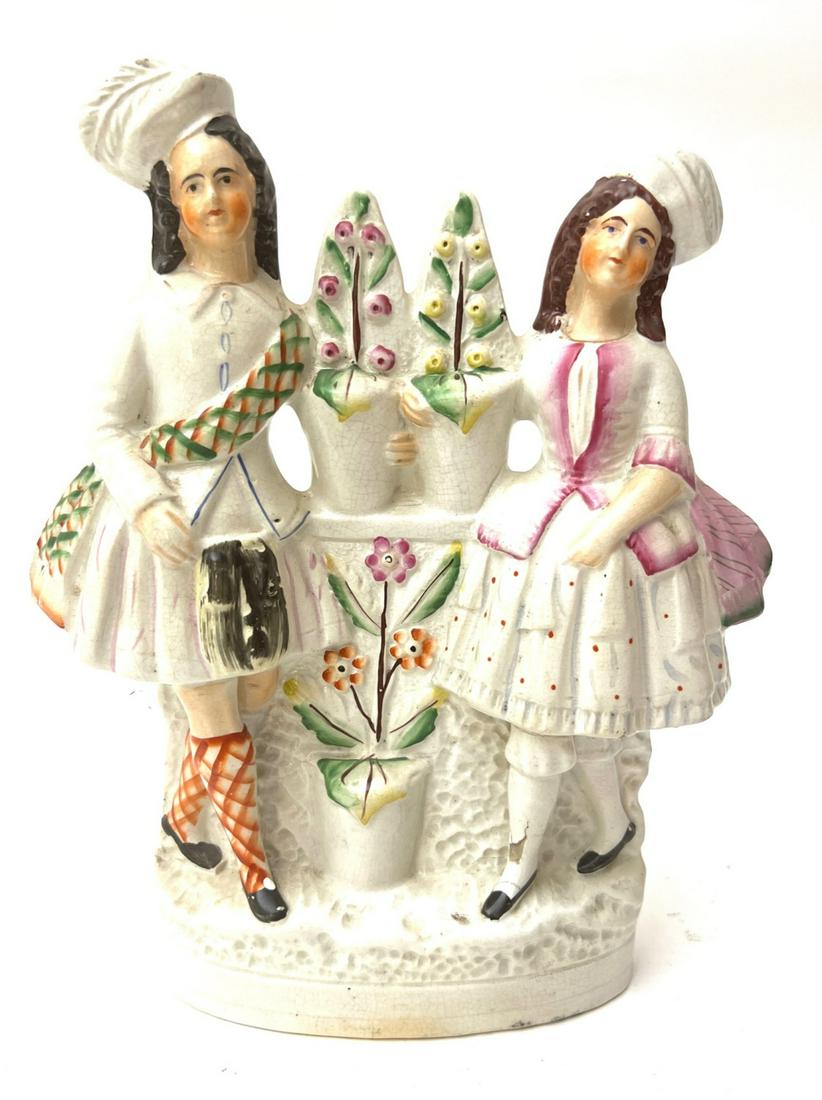 STAFFORDSHIRE FIGURE GROUP: “Scottish Couple” 9 ¾ inchesTemp No 206