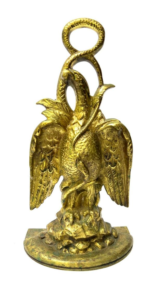 HEAVY CAST BRASS DOORSTOP with SNAKE & EAGLE (1 of 4)