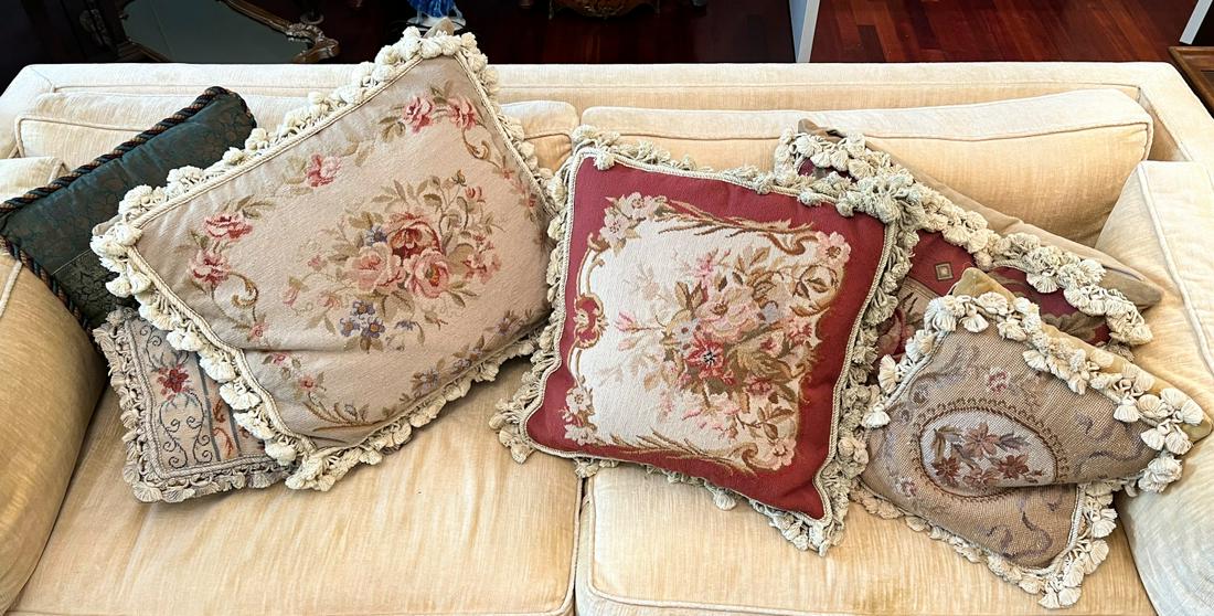 GROUPING OF (5) EMBROIDERED THROW PILLOWS (1 of 4)