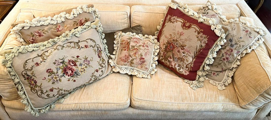 GROUPING OF (5) EMBROIDERED THROW PILLOWS (1 of 4)