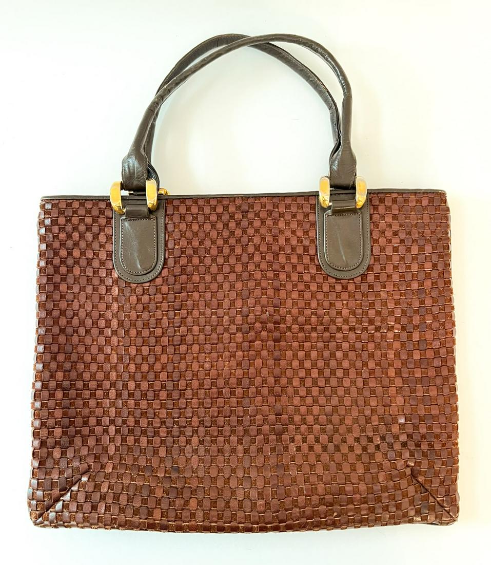 MEYERS WOVEN LEATHER HANDBAG: 11 x 14 inchesTemp No 308
