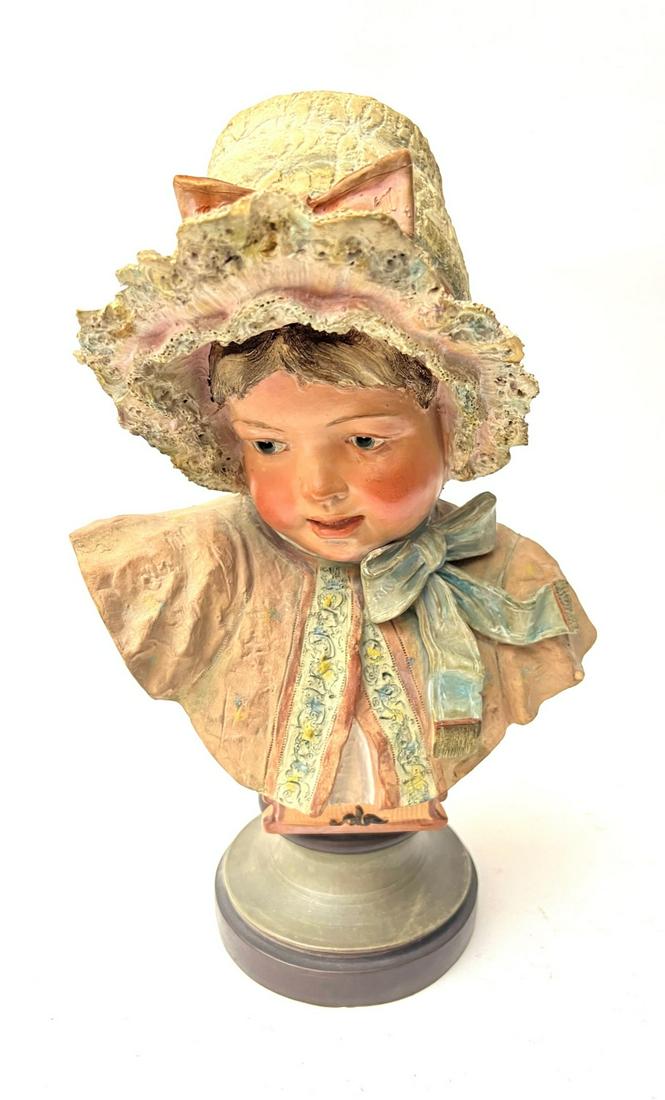 COLD PAINTED CERAMIC BUST of a YOUNG GIRL (1 of 5)