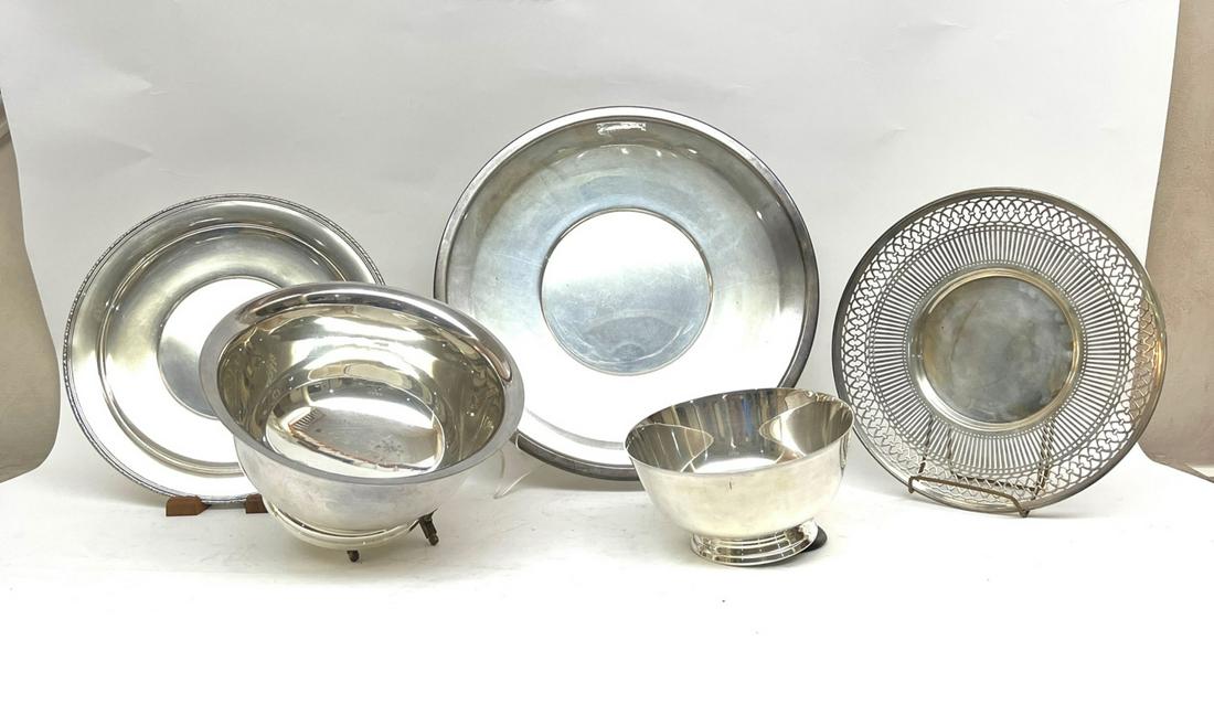 GROUPING OF STERLING SILVER PLATES and BOWLS (1 of 8)
