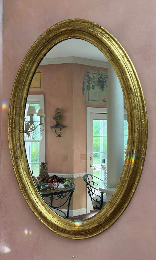 ANTIQUE GILT OVAL MIRROR in KITCHEN (1 of 3)
