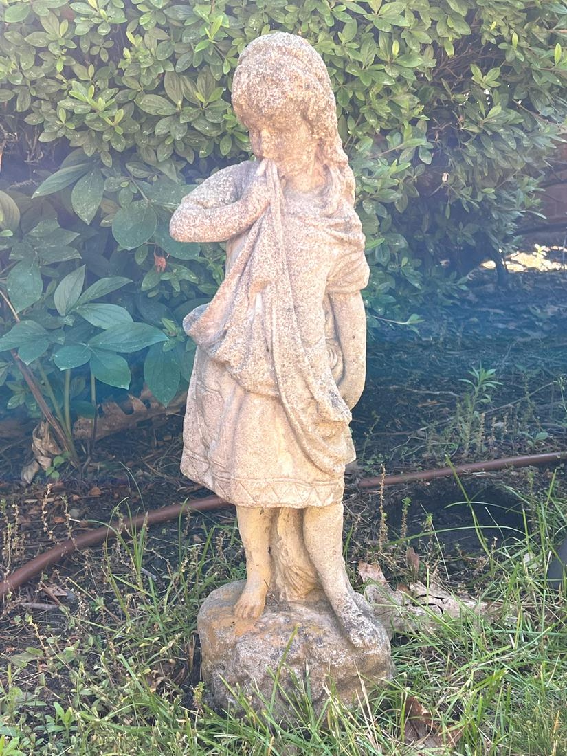 CAST STONE GARDEN ORNAMENT of a YOUNG GIRL (1 of 4)