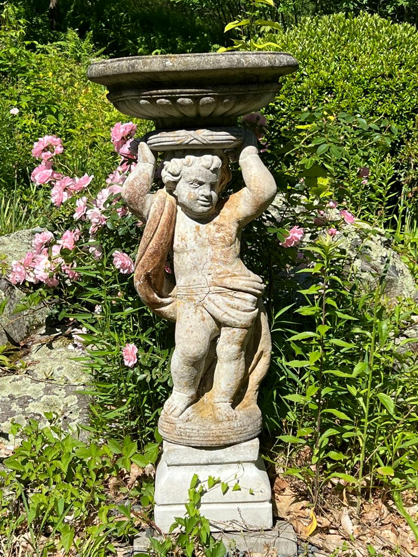 LARGE CAST STONE (3) PIECE BIRD BATH (1 of 6)